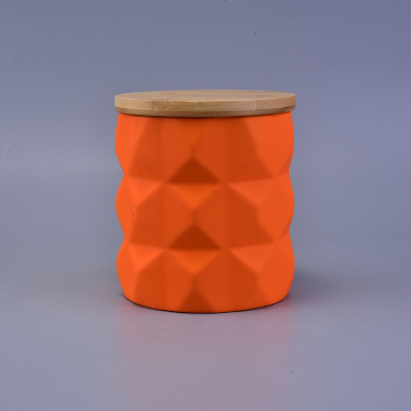 orange matte ceramic candle jar relief surface orange matte ceramic candle jar relief surface