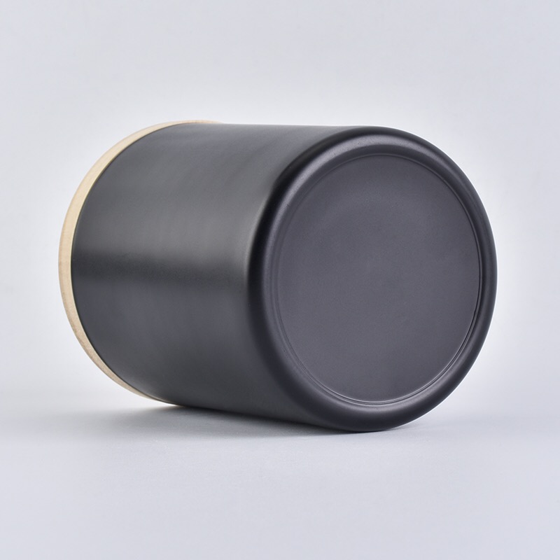 200ml Matte Black Candle Jar With Wooden Lids