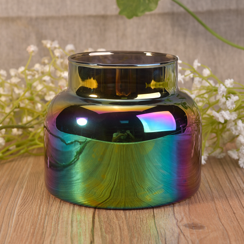 colorful plating glass candle pot 