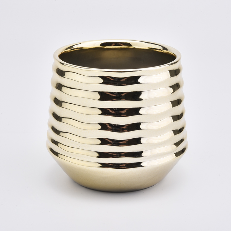 386ml New arrival Gold Ceramic Candle Holders