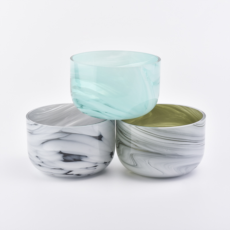 marble effect glass candle jars from Sunny Glassware
