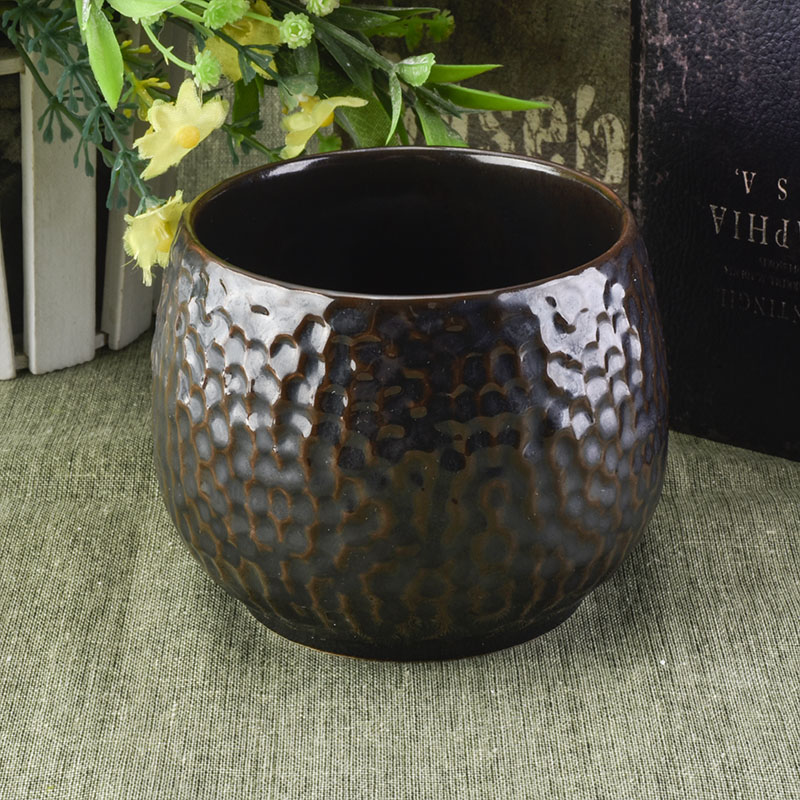 black metal glazed ceramic candle holders