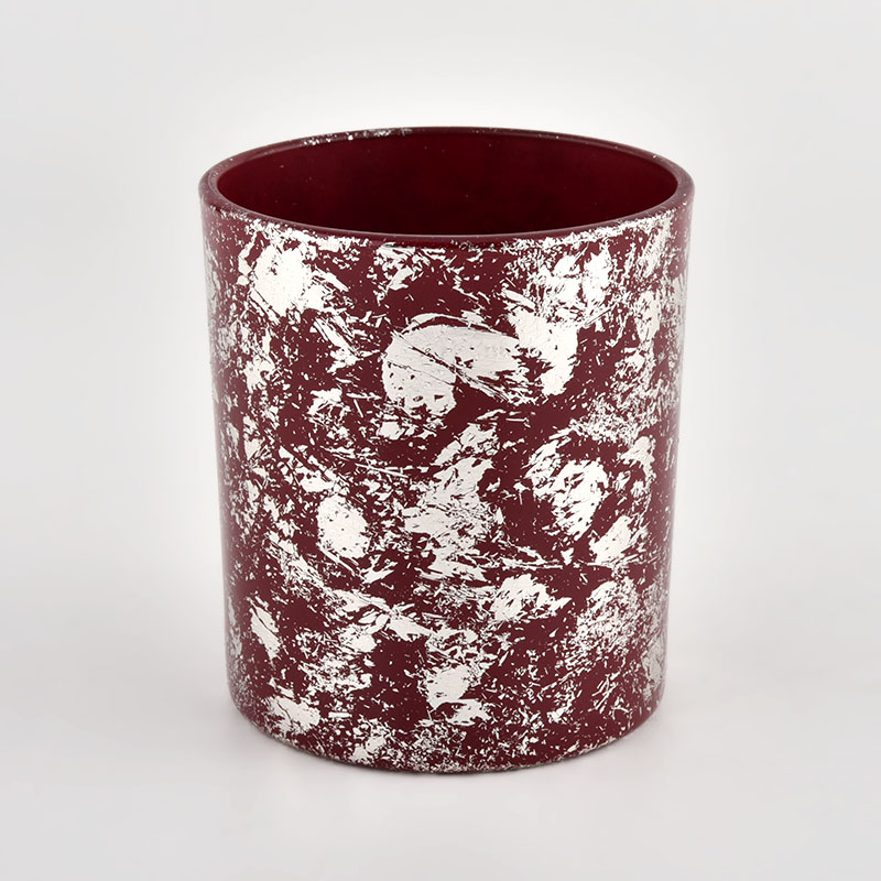 Custom high quality white printing dust and red glass candle jars