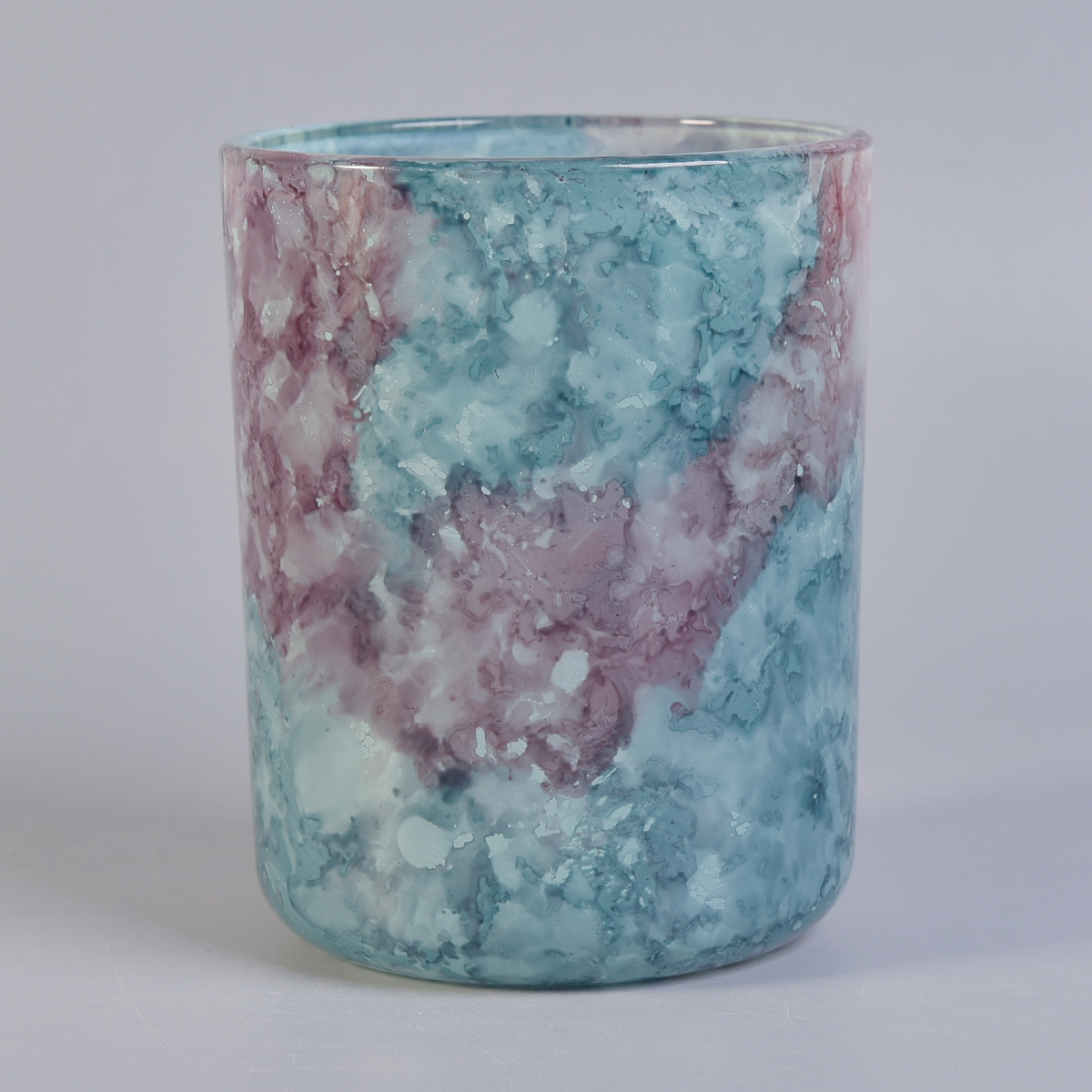 Colored wholesale cylinder marble candle jar glass