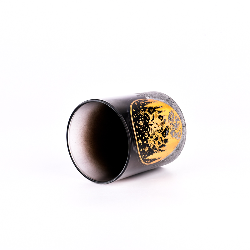 Wholesale black gradient christmas stickers glass candle jars for christmas decorations