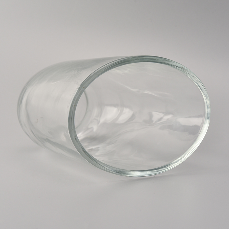 Elliptical transparent glass candle holder Elliptical clear glass candle holder