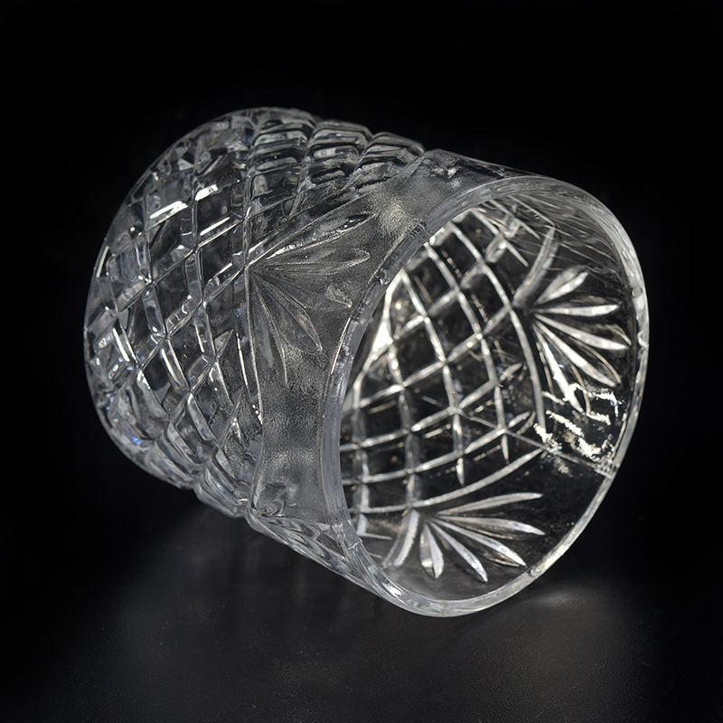 16oz Diamond Clear Glass Candle Holder Home Decor 16oz Diamond Clear Glass Candle Holder Home Decor