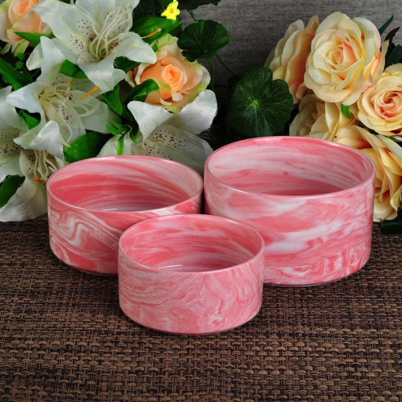 different size pink marble ceramic porcelain cylinder candle holder