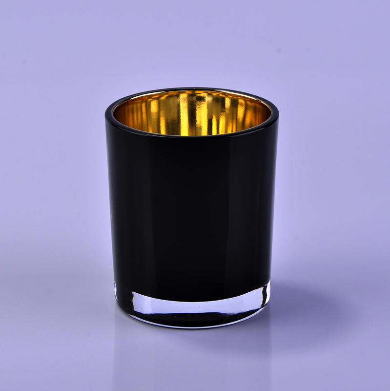 Gold plating and Black Candle Jar Glass