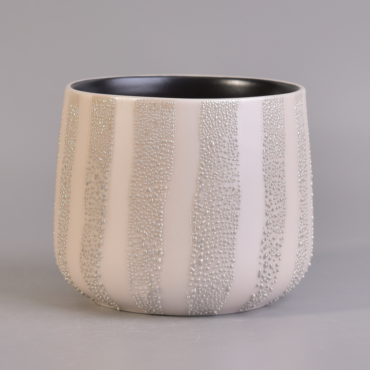 pearl glazed ceramic candle container