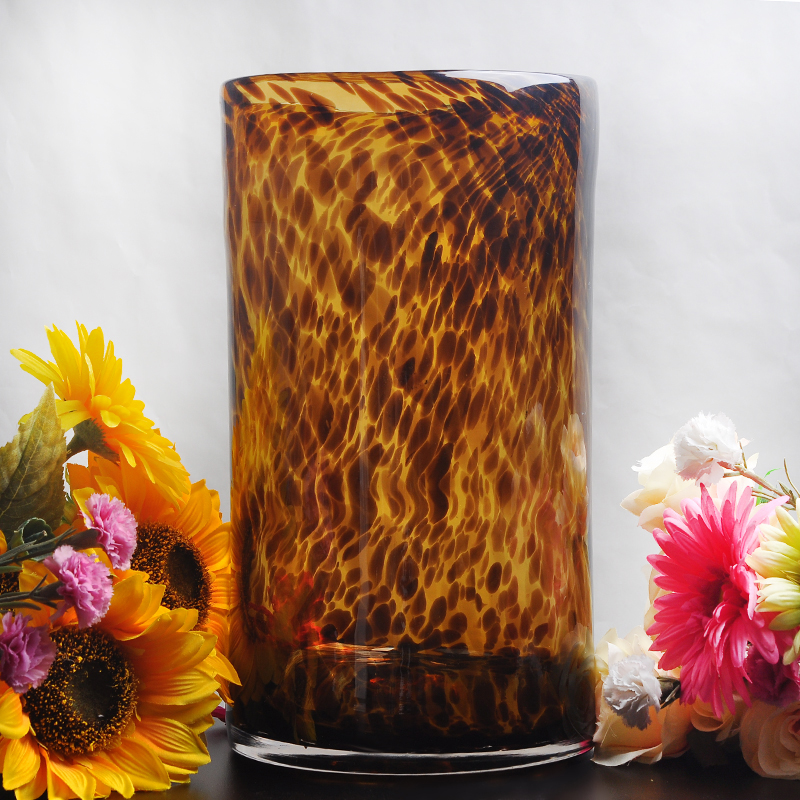 Amber cylinder glass vase