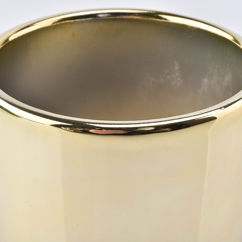 shiny gold ceramic glazed candle jar