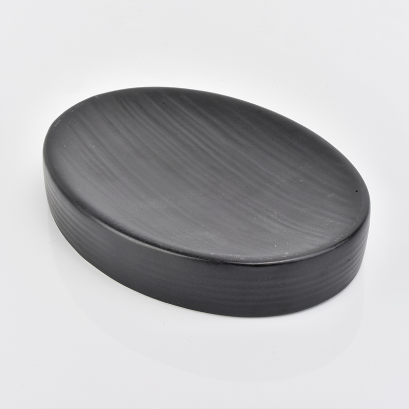 Solid black bathroom set ceramic soap dish