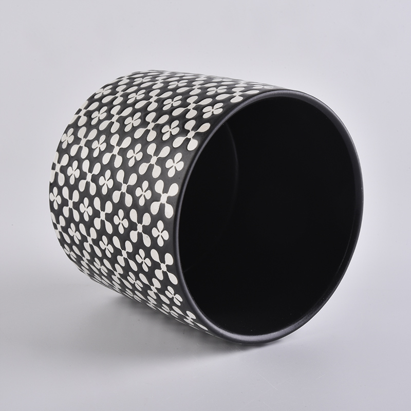 Popular Black Cylinder Candle Holder Ceramic For Home Decoration