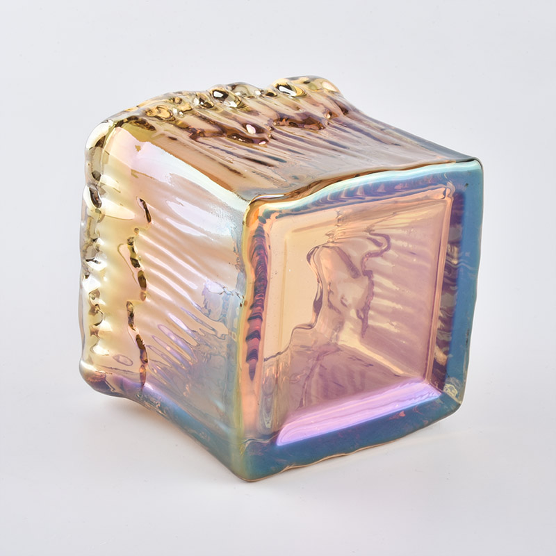 Unique glass candle jar square shape