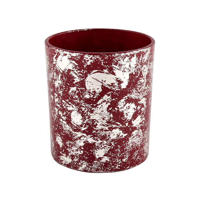 Custom high quality white printing dust and red glass candle jars
