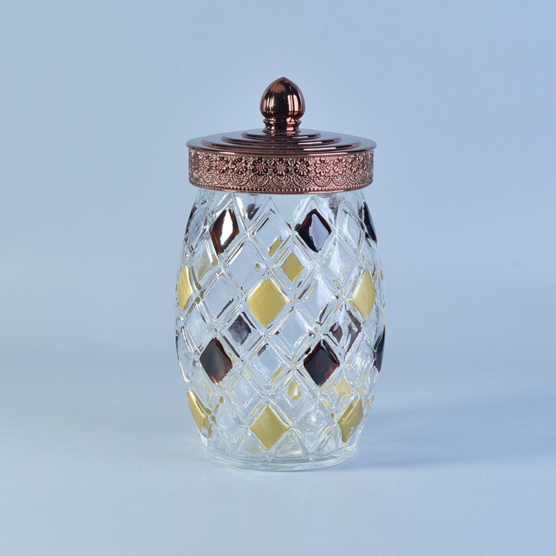 1500ml high capacity glass storage jar with copper lid
