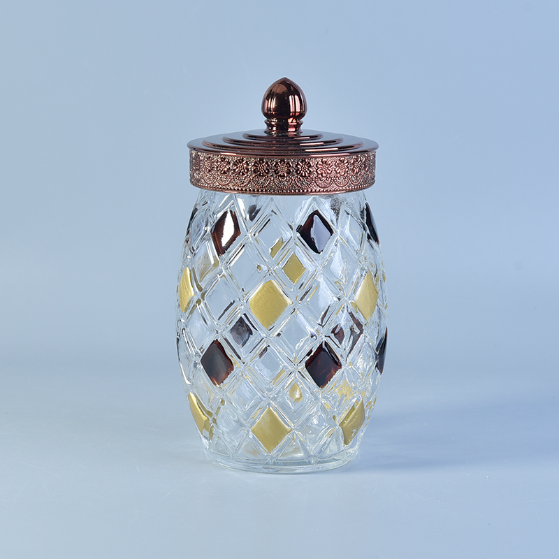 1500ml high capacity glass storage jar with copper lid
