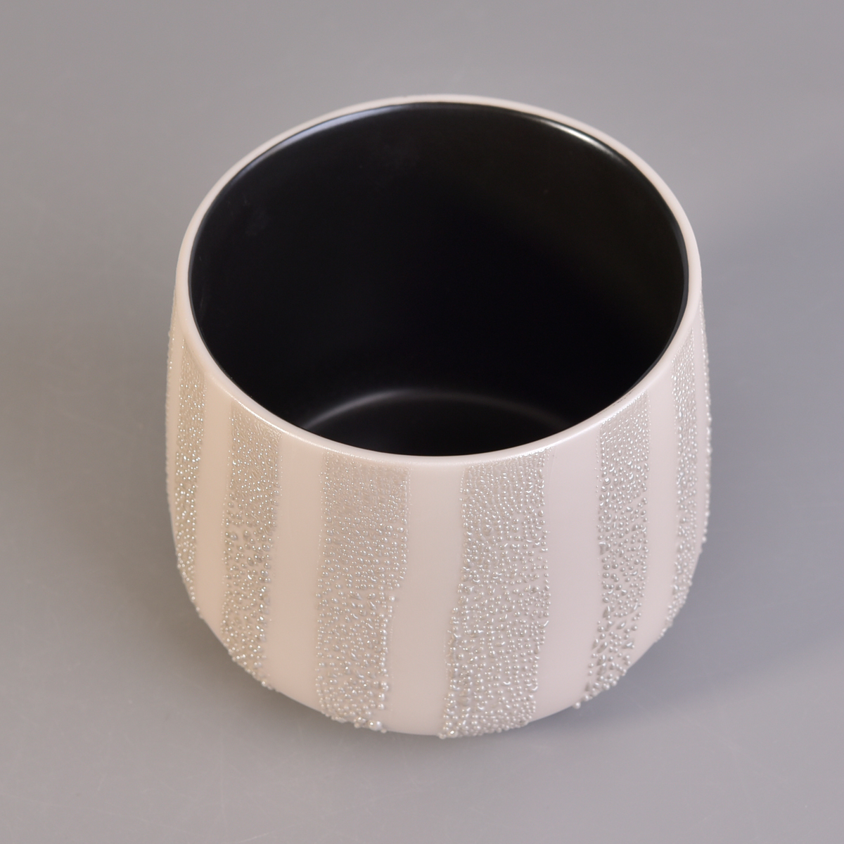 pearl glazed ceramic candle container