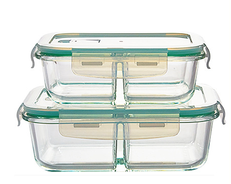 Stock Goods Separate Divider Glass Bowl with Lid