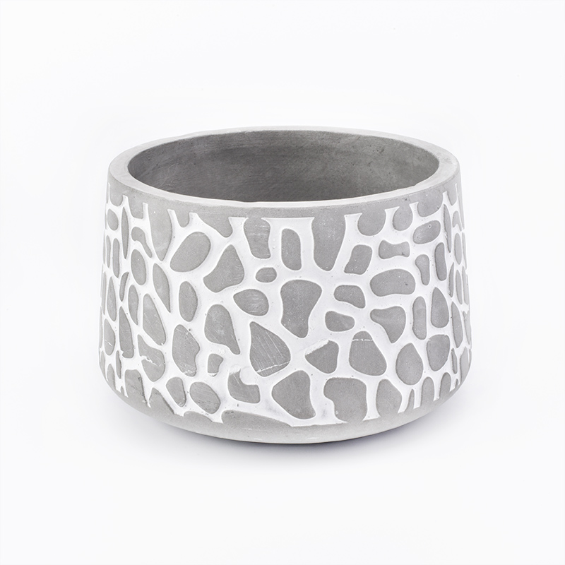 Concrete candle holder with pattern 10oz popular home decoration 