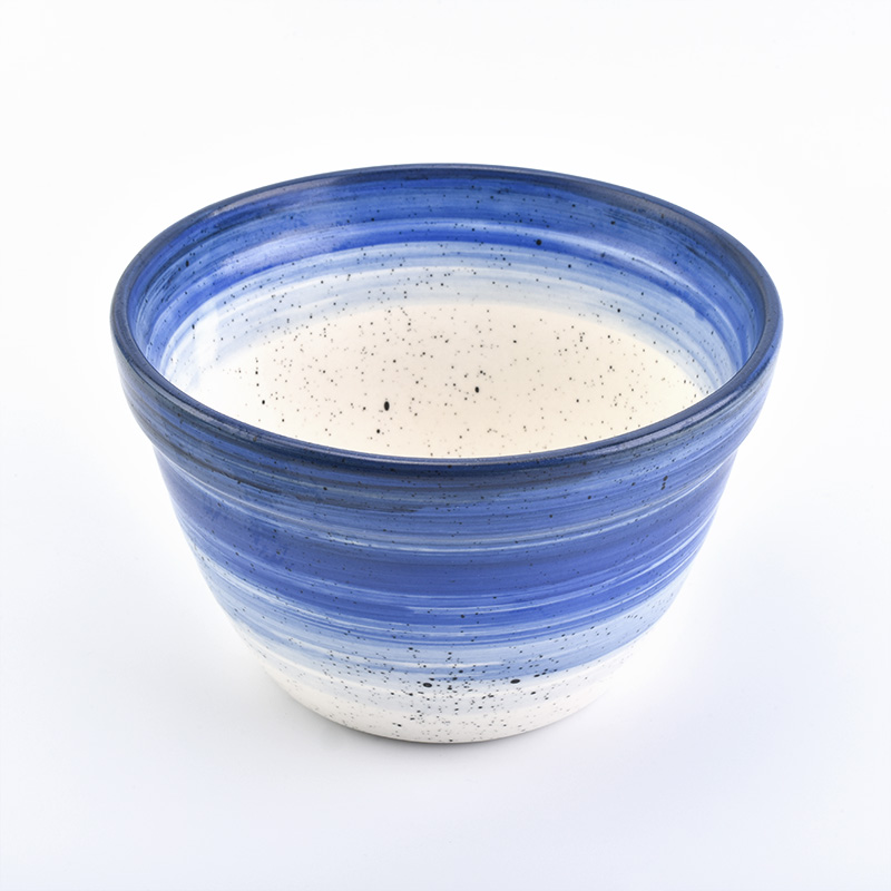 Large-caliber flambed glazed ceramic candle vessel