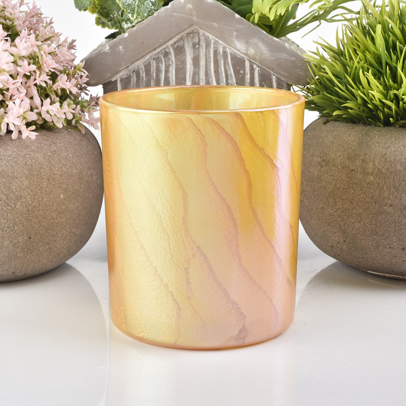 Cylinder glass candle vessel gold desert pattern