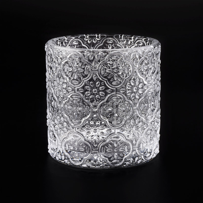 8oz embossed glass candle holders