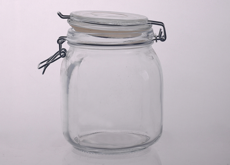 Clear glass straight-sided round jar 