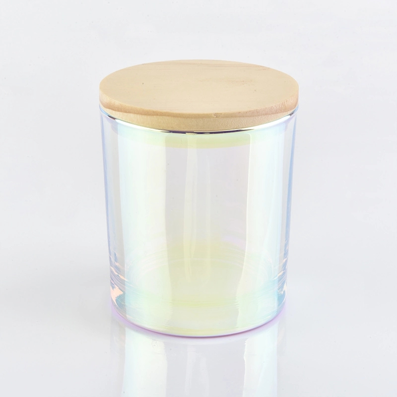 Luxury Iridescent glass candle jar with lids