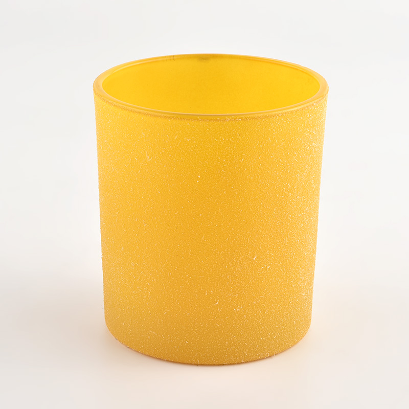 Color Painted Glass Candle Jar Yellow Decorative Glass Candle Jar 300ml For Wedding