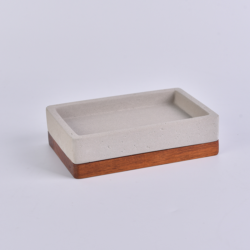 Square concrete soap box with Acacia mangium lid