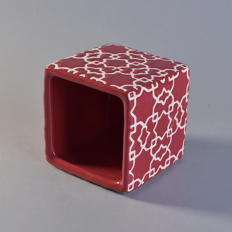 Red square ceramic candle vessel Red square ceramic candle vessel