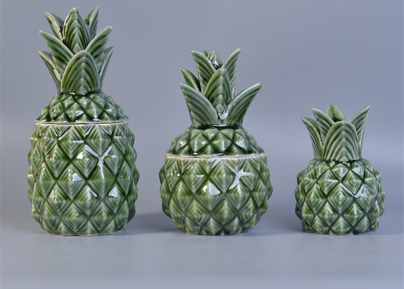 Gold Electroplating Pineapple Ceramic Candle Container