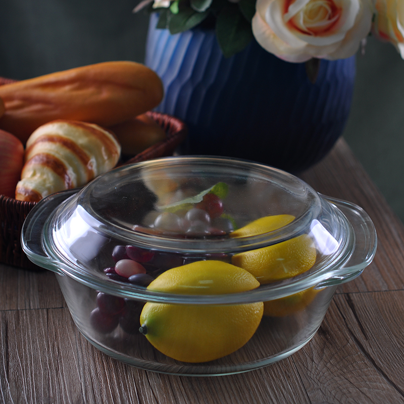 Large glass basin with glass lid 