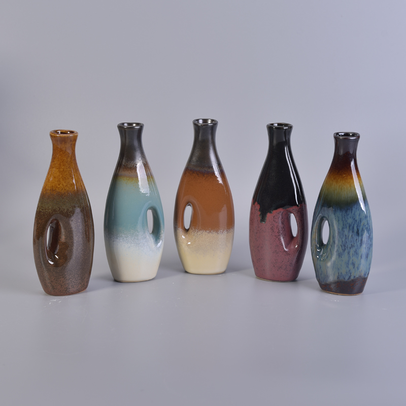 Multi-color flambed glaze ceramic aroma bottle