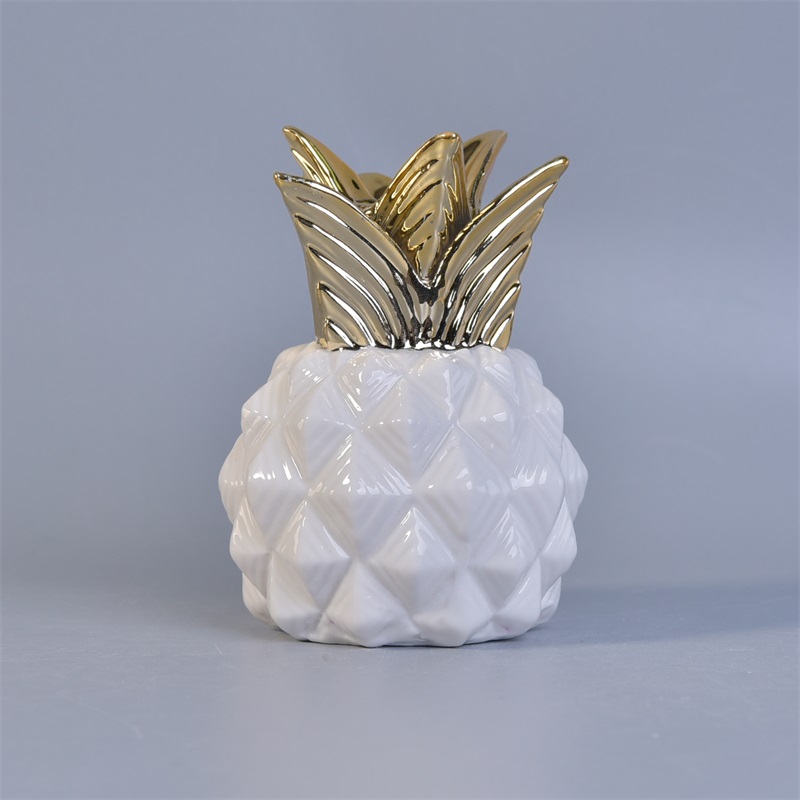 8 oz pineapple shape ceramic candle container