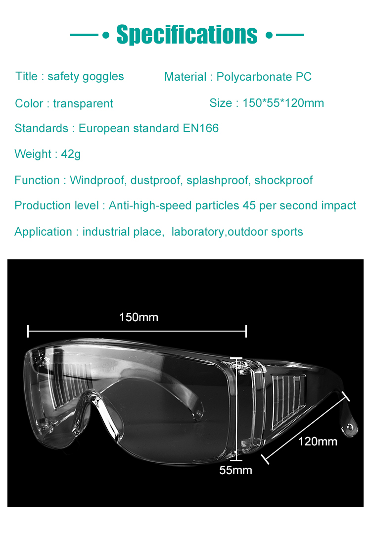 Anti-coronavirus Safety Goggles Transparent Windproof Glasses