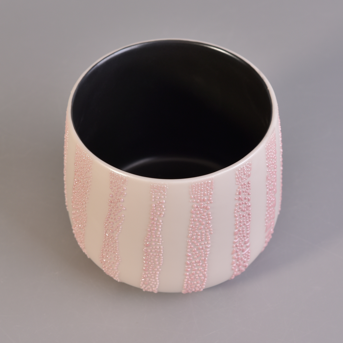 Black inside special pink ceramic glazed candle jar