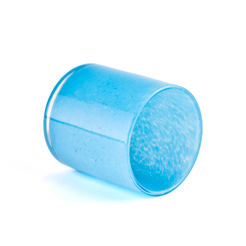 Wholesale graffiti blue glass candle jars for wedding decorations