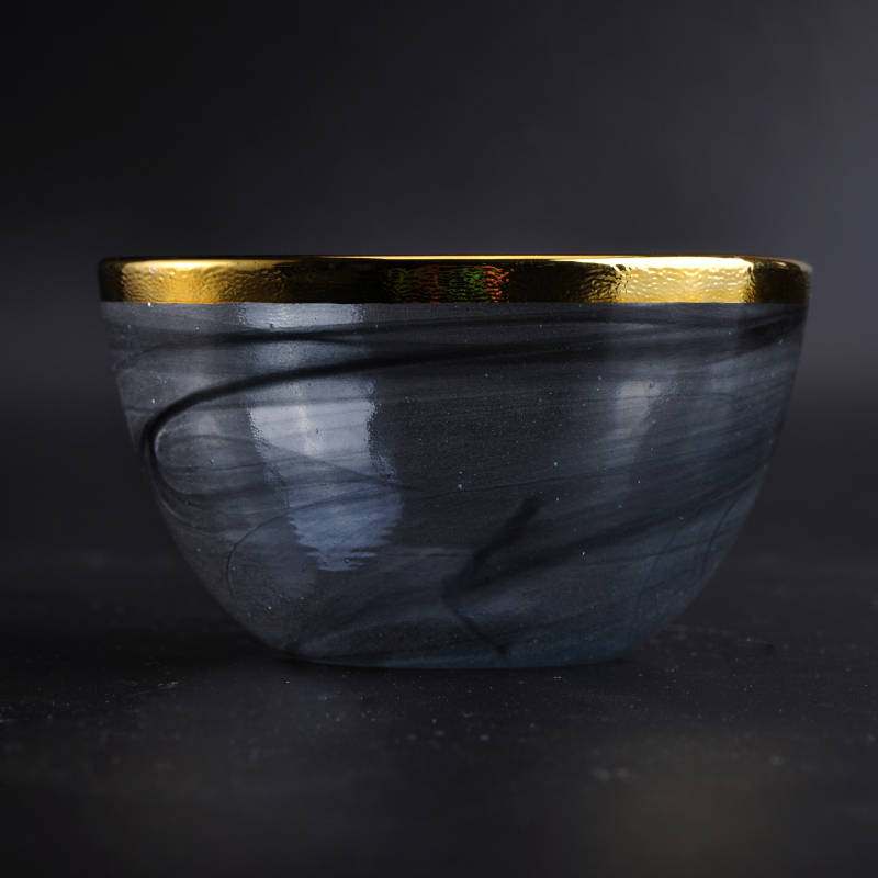 Popular small glass candle bowls with gold rim