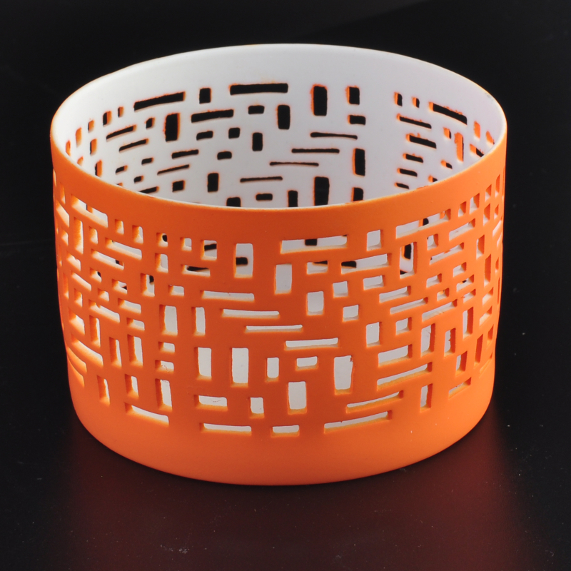 Orange decorative carving ceramic candle holder Orange decorative carving ceramic candle holder