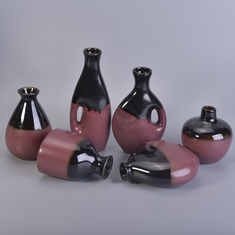 Black and pink ceramic oval diffuser bottle