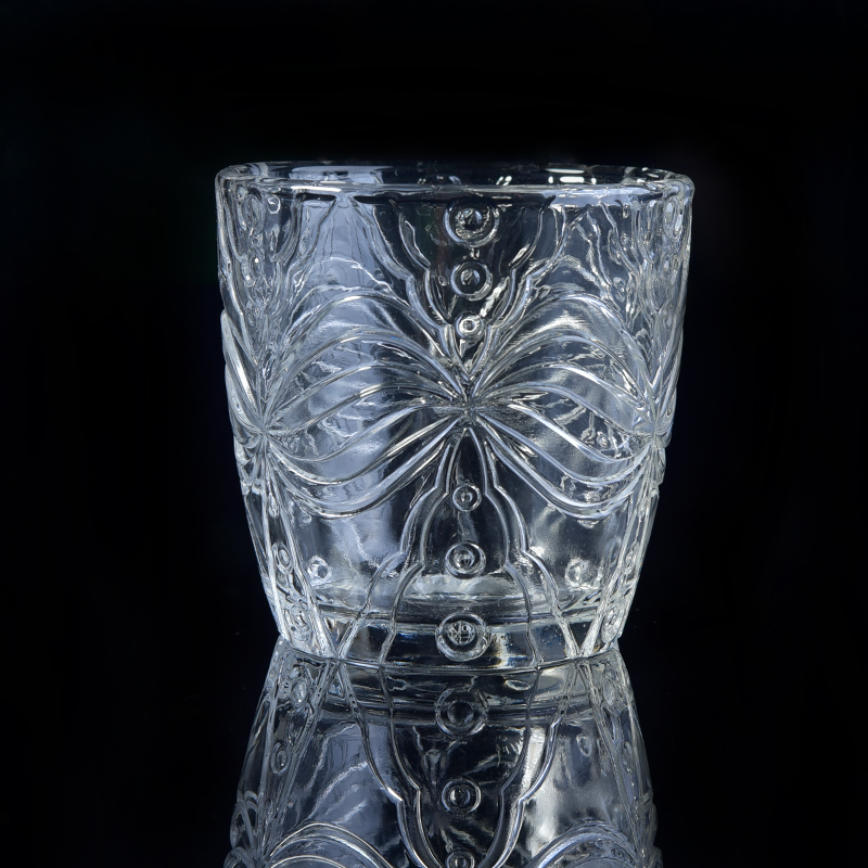 Embossed pattern glass candle holder for decoration