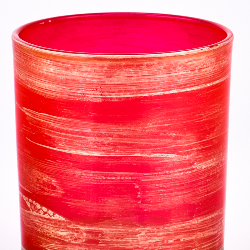 Luxury interior spray red glass candle jar for home decoration