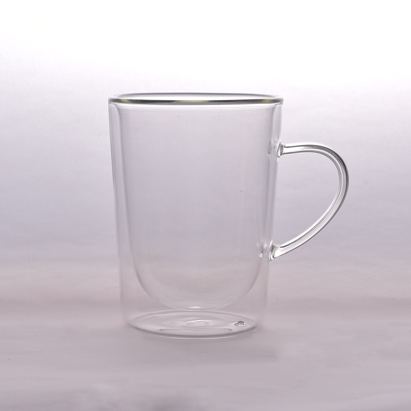 Europe style 9oz Borosilicate Custom double wall glass cup coffee mug tea cup with handle Europe style 9oz Borosilicate Custom double wall glass cup coffee mug tea cup with handle