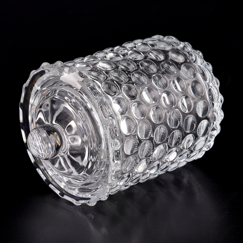 New product 9.5 oz clear dented glass candle jar