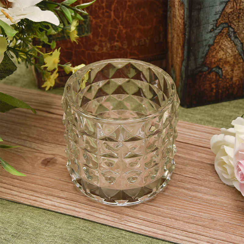 New Design Embossed Glass Candle Holder