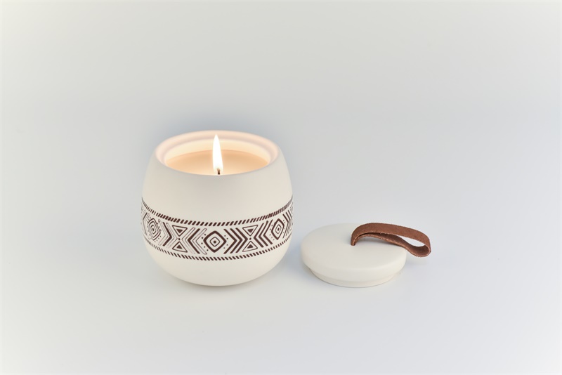 12oz Belly Ceramic Candle Jars with Ceramic Lids Home Decoration Pieces