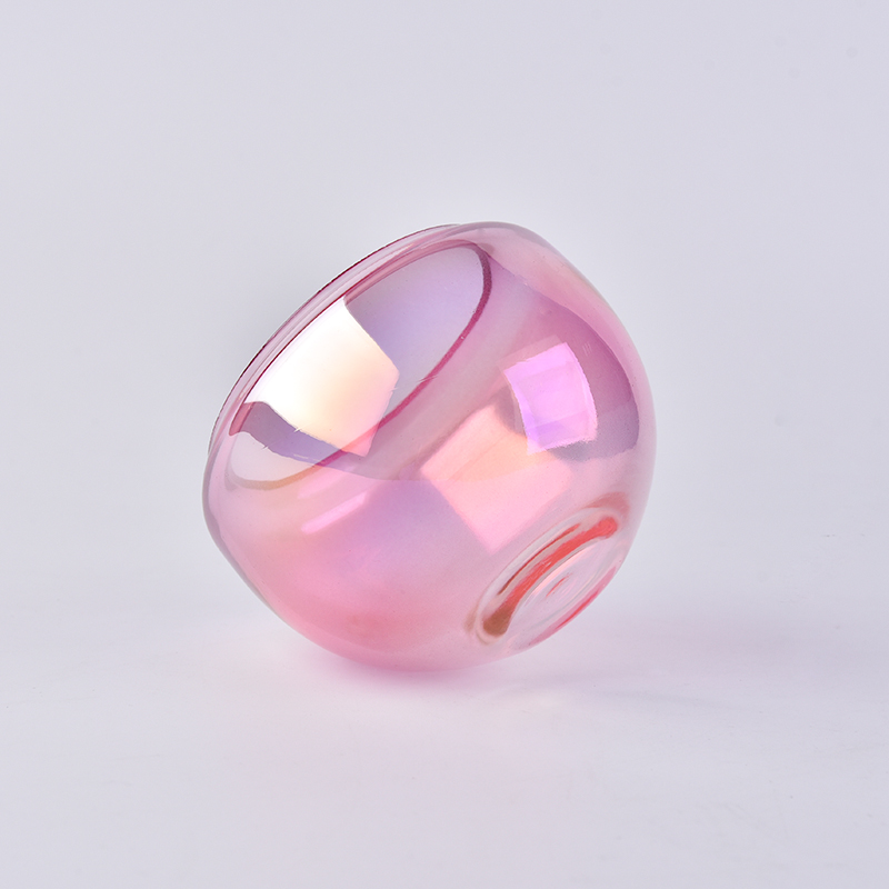 semitransparent pink glass candle jar